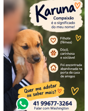 KARUNA  UM NOME CHEIO DE SIGNIFICADO, UMA HISTÓRIA ESPERANDO UM FINAL FELIZ!